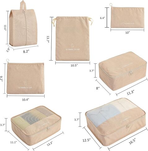 FOREMS 7 Set Packing Cubes Travel Luggage Organizers With Laundry Bag,Shoe Bag And Toitetrybag,Lightweight Luggage For Carry On Suitcase in Saudi Arabia