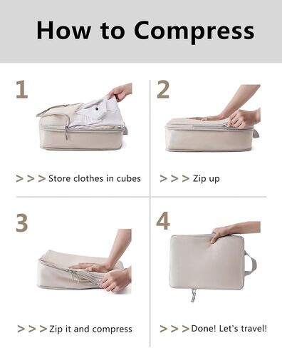 Travel Compression Packing Cubes for Carry on Suitcases, Lightweight 7 Set Travel Bags Organizer for luggage with Shoe Bag, Laundry Bag, Clear Toiletry bag for women men Grey in Saudi Arabia