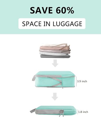 Travel Compression Packing Cubes for Carry on Suitcases, Lightweight 7 Set Travel Bags Organizer for luggage with Shoe Bag, Laundry Bag, Clear Toiletry bag for women men Grey in Saudi Arabia