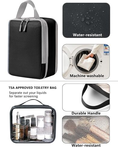 Travel Compression Packing Cubes for Carry on Suitcases, Lightweight 7 Set Travel Bags Organizer for luggage with Shoe Bag, Laundry Bag, Clear Toiletry bag for women men Grey in Saudi Arabia