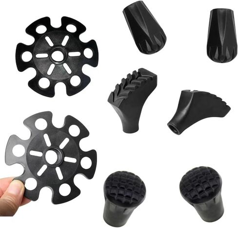 8 Pcs Trekking Pole Tips Replacement Protectors, Trekking Pole Tips for Walking Sticks Rubber Tips for Hiking Sticks, Fits Most Standard Walking Sticks Shock Absorbing in Saudi Arabia
