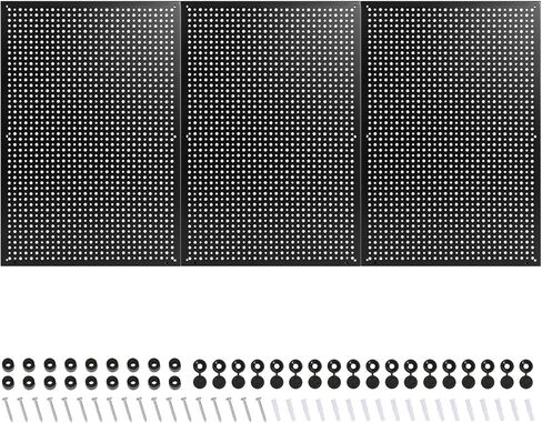 Daanxw Pegboard Rack Garage Storage,Steel Pegboard Heavy Duty- 3 Pack 16-Inch X 24-Inch Metal Peg Board Tool Organization Panels (Black) in Kuwait