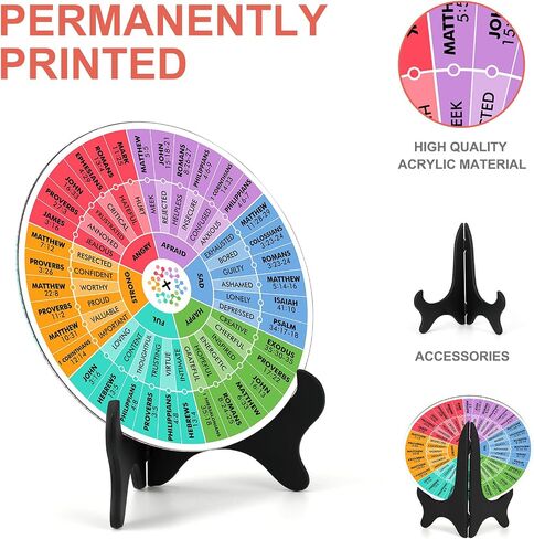 Memorywuu Acrylic Bible Feelings Wheel with Black Stand Emotions Wheel Therapy Emotion Wheel Chart Mental Bible Emotion Wheel Desk Social Worker Office Decor for School Classroom Calming Mental Gift in Saudi Arabia