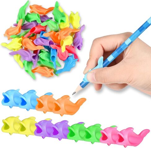 Nezyo 60 Pieces Silicone Ideal Pencil Holders Assorted Writing Aid Grips Children Training for Kids Handwriting Toddlers Posture Correction Tools Writing Tools in Saudi Arabia