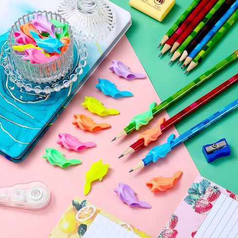 Nezyo 60 Pieces Silicone Ideal Pencil Holders Assorted Writing Aid Grips Children Training for Kids Handwriting Toddlers Posture Correction Tools Writing Tools in Saudi Arabia