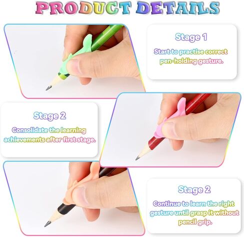 Nezyo 60 Pieces Silicone Ideal Pencil Holders Assorted Writing Aid Grips Children Training for Kids Handwriting Toddlers Posture Correction Tools Writing Tools in Saudi Arabia