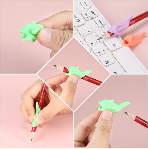 Nezyo 60 Pieces Silicone Ideal Pencil Holders Assorted Writing Aid Grips Children Training for Kids Handwriting Toddlers Posture Correction Tools Writing Tools in Saudi Arabia