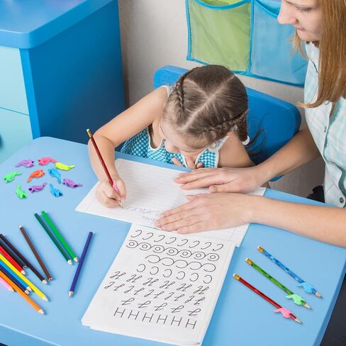 Nezyo 60 Pieces Silicone Ideal Pencil Holders Assorted Writing Aid Grips Children Training for Kids Handwriting Toddlers Posture Correction Tools Writing Tools in Saudi Arabia
