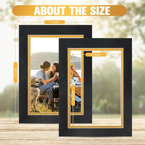 12 Pack Picture Matting 8x8 for 4x4 Photo Picture mats Bevel Cut Frame Mattes Black Over Gold Photography Matting Double Picture Matting Acid Free Double Mats for Frames in Saudi Arabia