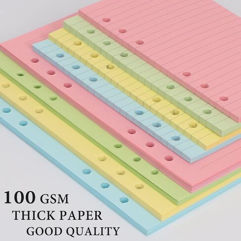 Homelove A5 Refill Paper [240 Sheets 480 Pages] 100 GSM Thick Lined Paper 6-Hole Punched Filler Inserts for 6 Ring Binder Journal Notebook in Saudi Arabia