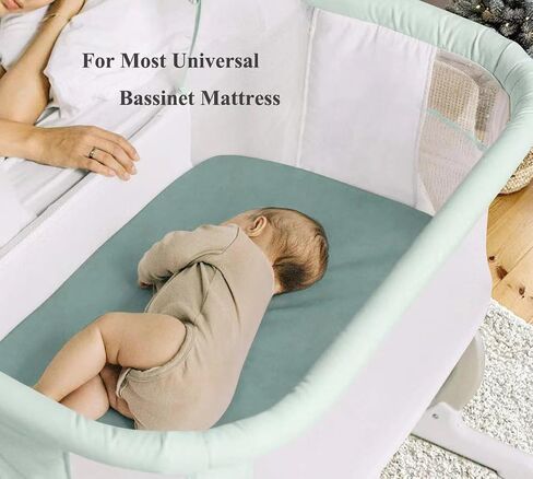 4 عبوات من ملاءات السرير المجهزة المتوافقة مع سرير الأطفال Koolababy مقاس 19 بوصة × 33 بوصة وCowiewie وIKOMZY، ناعم وصديق للبشرة، أخضر نعناعي ولون قوس قزح in Saudi Arabia