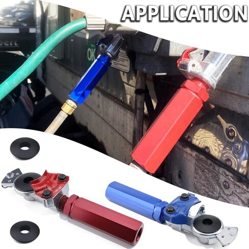 iBroPrat Glad Hands Grips سداسية مضادة للانزلاق، مجموعة مقبض Gladhand من الألومنيوم المؤكسد باللون الأحمر والأزرق لخدمة مقطورات الشاحنات وخرطوم هواء الفرامل في حالات الطوارئ، زوج واحد أسهل in Kuwait