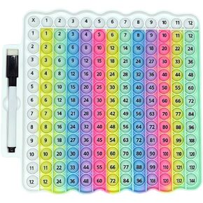 Multiplication Table Pop Fidget Learning Toy, Educational Math Game Board with Marker, Rainbow Colors in Kuwait