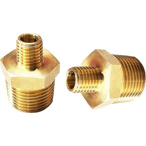 2pcs 3/4" NPT x 1/2" NPT Brass Nipple, 3/4 to 1/2 Adapter Fitting Reducing Solid Hex Brass Nipple, 3/4 Male to 1/2 Male Reducer Pipe Fittings for Extending and Connecting Pipes in Kuwait