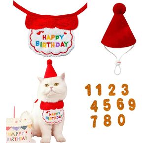 Cat Birthday Pink Collar Set – Pink Party Collar, Hat & Numbers 0–9 – Adjustable Birthday Outfit for Small to Large Cats in Kuwait