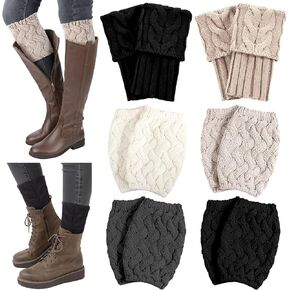 Geyoga 6 Pairs Fall Boot Socks for Women Autumn Autumn Boot Cuffs Toppers Toppers Short Leg Tharing for Girls in Kuwait