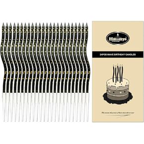Gold Spiral Long Thin Birthday Candles for Cake – Metallic Cake Decorations, Happy Birthday Candles with Holders, Long Lasting & Safe (24, Gold) in Saudi Arabia