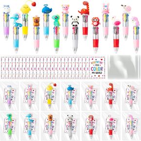ANGOLIO 84Pcs Back to School Student Gift Includes Cute Cartoon 4 in 1 Multicolor Retractable Ballpoint Pen with Gift Cards for Kindergarten Party Bulk for Teacher Prizes Classroom Rewards in Saudi Arabia