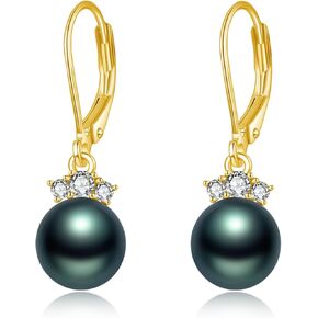 Tahitian Black Pearl Earring AAAAA Grade Tahitian Black Pearl 925 Sterling Silver Jewelry Gift For Wife Mom Girlfriend Gift For Christmas Mother's Day Valentine's Day in Saudi Arabia