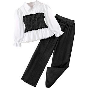 الفتيات في وقت لاحق الأكمام الطويلة تي القمصان السببية بطرس بانو بلوزة تونك تونك وسروال الساق الدنيم فوهة in Kuwait