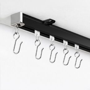 Ceiling Curtain Track featuring Silent Strip, Ceiling/Wall Mount Curtain Rail with Three Types Hooks for Bedroom Living Room Bathroom, 9ft - 12ft, White in Saudi Arabia