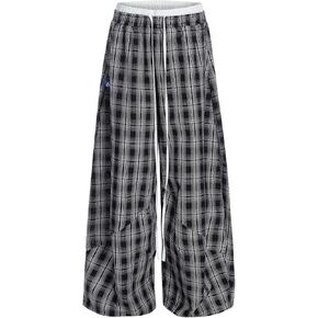 Aelfric Eden Plaid Baggy Sweatpants Women Double Waist Streetwear Y2K Unisex Casual Wide Leg Elastic Waist Trousers Pants in Saudi Arabia