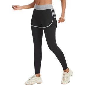 ​​Women's 2 in 1 Running Shorts with Liner - High Waist Black Workout Athletic Shorts for Women in Kuwait