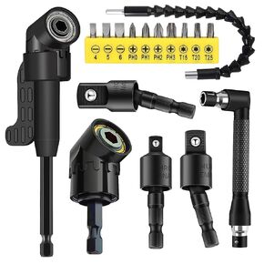 وصلة مثقاب احترافية مرنة للمساحات الضيقة، مجموعة مكونة من 17 قطعة تتضمن محول زاوية يمنى 105 درجة/90 درجة، ومقبس قابل للدوران ولقم مفك للكهربائيين والسباكين والمشروعات المنزلية التي تصنعها بنفسك in Kuwait