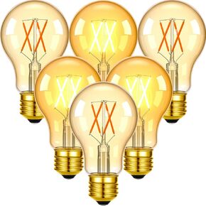A19 Vintage Edison Bulbs 60 Watt Equivalent, 6W LED Antique Light Bulbs, Decorative 2200K Amber Warm Light Bulbs, 4 Pack Dimmable E26 LED Bulb 60 Watt for Light Fixtures, 550LM, CRI 93+ in Saudi Arabia