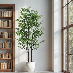 7.2 ft White Artificial Cherry Blossom Tree for Home Decor, Nearly Nature Faux Silk Flower Tree Indoor, Fake Realistic White Flowering Plant for Living Room Wedding Office Decorations in Saudi Arabia