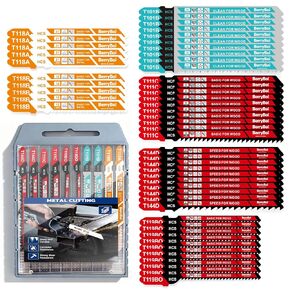50-PCS T-Shank Jigsaw Blades Set for Wood & Metal, Plastic Cutting Assorted Jigsaw Blades with Plastic Case(T118A/T118B/T101B/T119BO/T111C/T144D) in Saudi Arabia