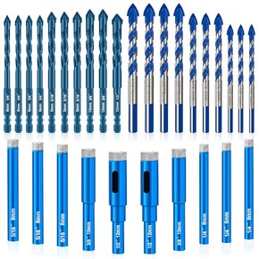 مجموعة لقم الثقب الماسية، 30 قطعة من مجموعة لقم الثقب الحجري الاحترافية، مجموعة لقم الثقب من الكربيد الفاخر، لقم مثقاب خرسانة بأحجام متعددة للسيراميك والزجاج والبورسلين والبلاط والرخام والخشب البلاستيكي المعدني، أزرق in Kuwait