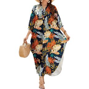 MAKABO Kaftan Dresses for Women Caftans Moo Moos V Neck Beach Swimsuit Cover Up Boho Hawaii Maxi Dress in Kuwait