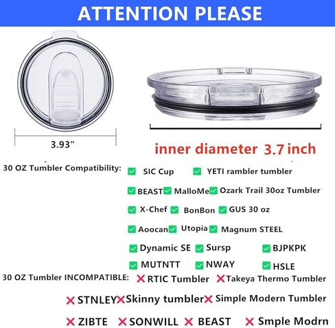 Tumbler Lids Spillproof 30 Oz,2 Replacement Lids for 30 oz Stainless Steel Tumbler Travel Cup Yeti,Ozark Trails and more Cooler Cup, Sliding Splash Proof(30OZ,2Pack) in Saudi Arabia