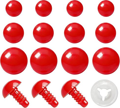 BESTCYC 1Box(80pcs) Red Plastic Safety Eyes,3Different Size Threaded Design Craft Eyes with Washers for DIY Making and Repair Making of Amigurumi Stuffed Animal,Doll,Toy, Crochet, Supplies in Kuwait
