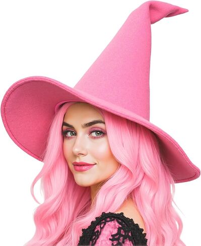 Witch Hat, 18IN Wizard Hat Cosplay Accessories for Halloween Costume Party Christmas Masquerade Carnivals in Kuwait