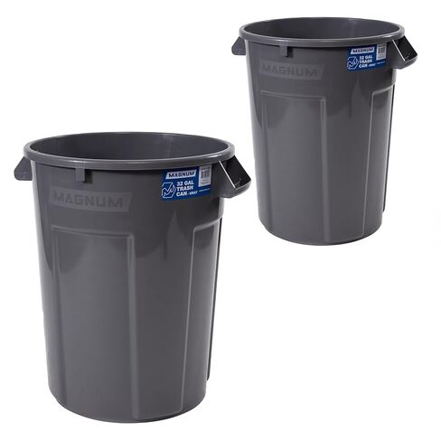 Magnum 32 Gallon Trash Can, Construction Grade, Heavy Duty Plastic, Jobsite Ready for Handling and Holding Garbage CMTC-C000-32G04 (4 Pack) in Kuwait