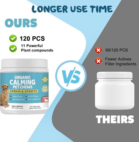 Dogs Calming Treats Chews - Anxiety Relief Chews, Separation Anxiety and Stress Relief for Dogs, Sleep Calming Aid - Health & Wellness Supplements for Dog Puppy, 200 Chews in Saudi Arabia