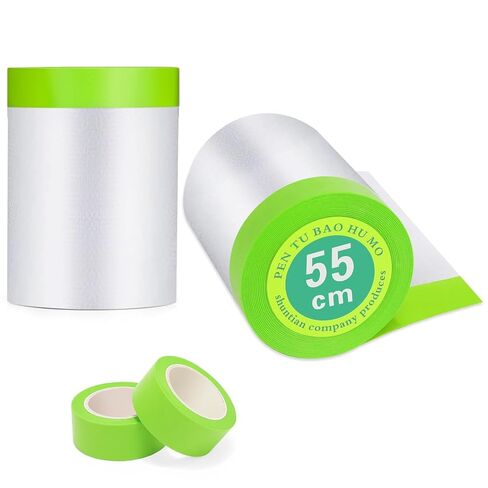Pre-Taped Masking Film for Painting - 22" x 66'Painters Plastic roll,with Automotive Paint Tape,Decoration Painters Plastic,Windows and Furniture Protection (2 Rolls) in Saudi Arabia
