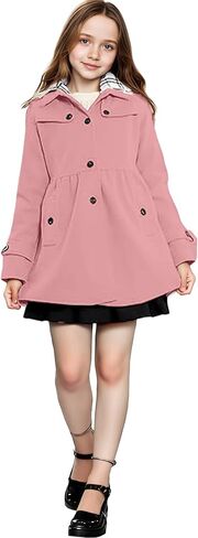 SANGTREE Girls' Autumn and Winter Woolen Coat with Detachable Hat Outerwear Peacoat,2-14 Years in Saudi Arabia