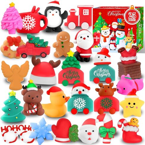 Squishies, 26 Pack Mochi Squishy Toys - Christmas Kawaii Cat Squishys Slow Rising Animals - Party Favors, Goodie Bag, Birthday Gifts, Mini Squishies Stress Reliever Toy Pack in Saudi Arabia