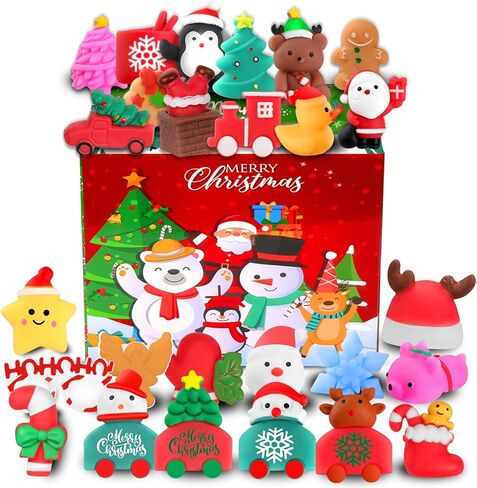 Squishies, 26 Pack Mochi Squishy Toys - Christmas Kawaii Cat Squishys Slow Rising Animals - Party Favors, Goodie Bag, Birthday Gifts, Mini Squishies Stress Reliever Toy Pack in Saudi Arabia