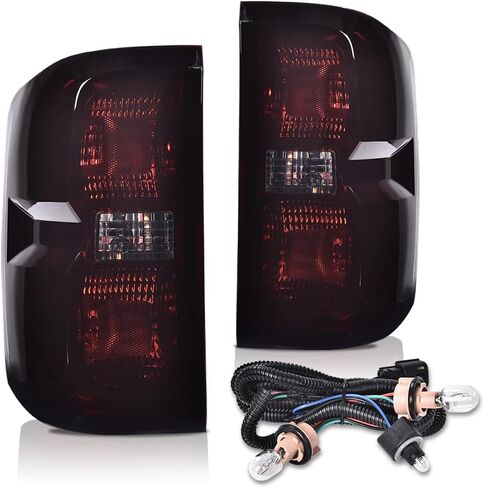 Pit66 Tail Lights Assembly متوافق مع Chevy Silverado 1500 2500 HD 2016-2019 ، FIT GMC Sierra 3500 HD 2016-2019 مصابيح فرامل الضوء الخلفية Luz Trasera Drive & Passenger Side- 【Pulb x2】 in Kuwait