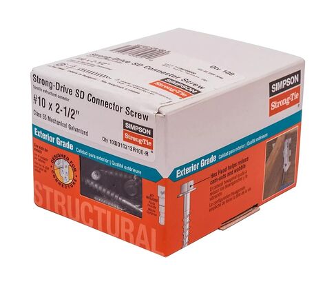 Simpson Strong-Tie SD10212R100-R- #10 × 2-1/2 بوصة مسامير موصل SD قوية محرك SD-1/4 بوصة رأس سداسي ، طلاء مجلفن ، بتدريس سداسي ، للبناء ، تحسين المنزل (صندوق 100) in Saudi Arabia