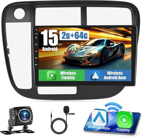2+64G Android 13 Carplay Radio Touch Screen Car Stereo for Honda Civic (LHD) 1996-2001, 9'' HD Compatible with Android Auto, AHD Backup Camera, Mirror Link, GPS, WiFi, FM RDS in Kuwait