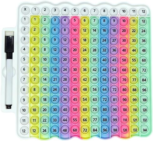 Multiplication Table Pop Fidget Learning Toy, Educational Math Game Board with Marker, Rainbow Mixed Colors in Kuwait