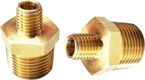 2pcs 3/4" NPT x 1/2" NPT Brass Nipple, 3/4 to 1/2 Adapter Fitting Reducing Solid Hex Brass Nipple, 3/4 Male to 1/2 Male Reducer Pipe Fittings for Extending and Connecting Pipes in Kuwait