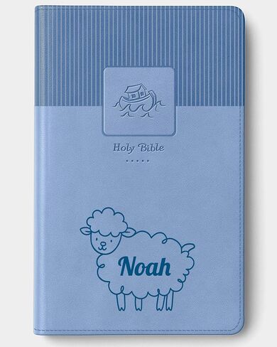 Hope Harbour Personalized Babile's Bible مع اسم محفور ، إصدار أحرف حمراء ، طباعة راحة ، غطاء جلدي فو ، أزرق in Kuwait