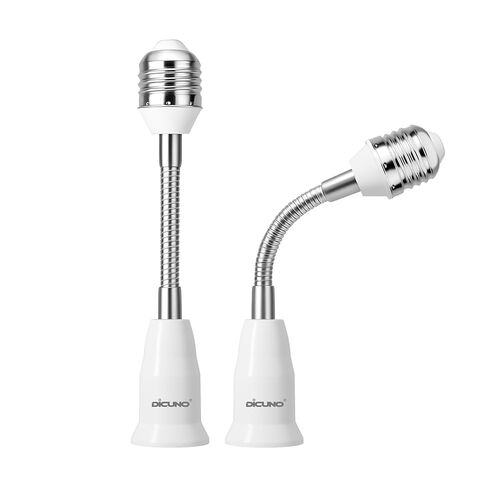 DiCUNO E26 15.5CM/5.5 Inch Extension Socket Extender Adapter, E26 Flexible Extender, All-Directional Adjustable, Standard Light Bulb Socket Extension Converter, 2-Pack in Kuwait