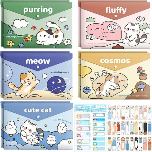 Cute Capybara School Supplies,Cartoon Plastic Envelopes, 10 PCS Clear Plastic Folders for Document, A4,Letter Size File Envelopes with Snap Closure, File Folders Document Folders for School Office in Saudi Arabia